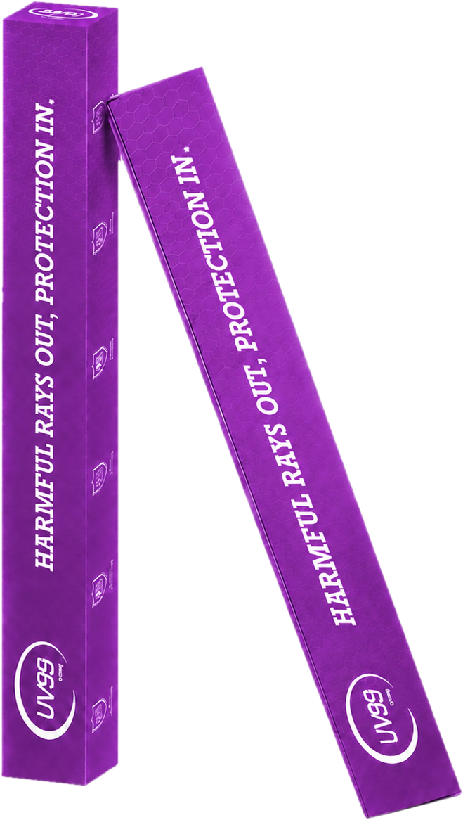 UV99 window film packaging — harmful rays out, protection in.